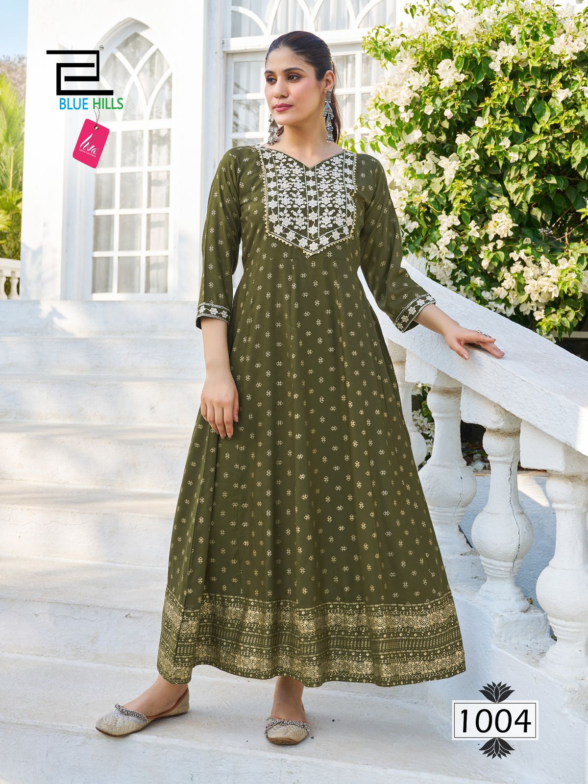 Block Buster By Blue Hills Rayon Foil Print Anarkali Kurtis Wholesale Suppliers In Mumbai
